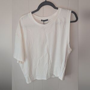 NWT Zara White One Sleeve Tshirt